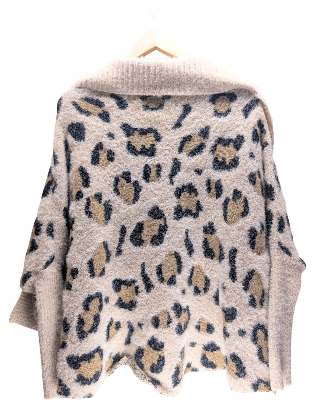 Very J Cardigan Women Fuzzy Knit Open Front Leopard Print - Picture 5 of 6
